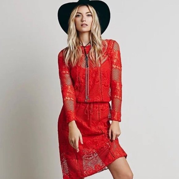 Free People Dresses & Skirts - Free People Dress Luna Lace in Pimento